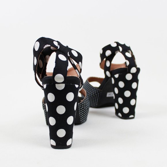 Torrid Black White Polka Dot Block Heel Platform Sandals - Picture 5 of 16